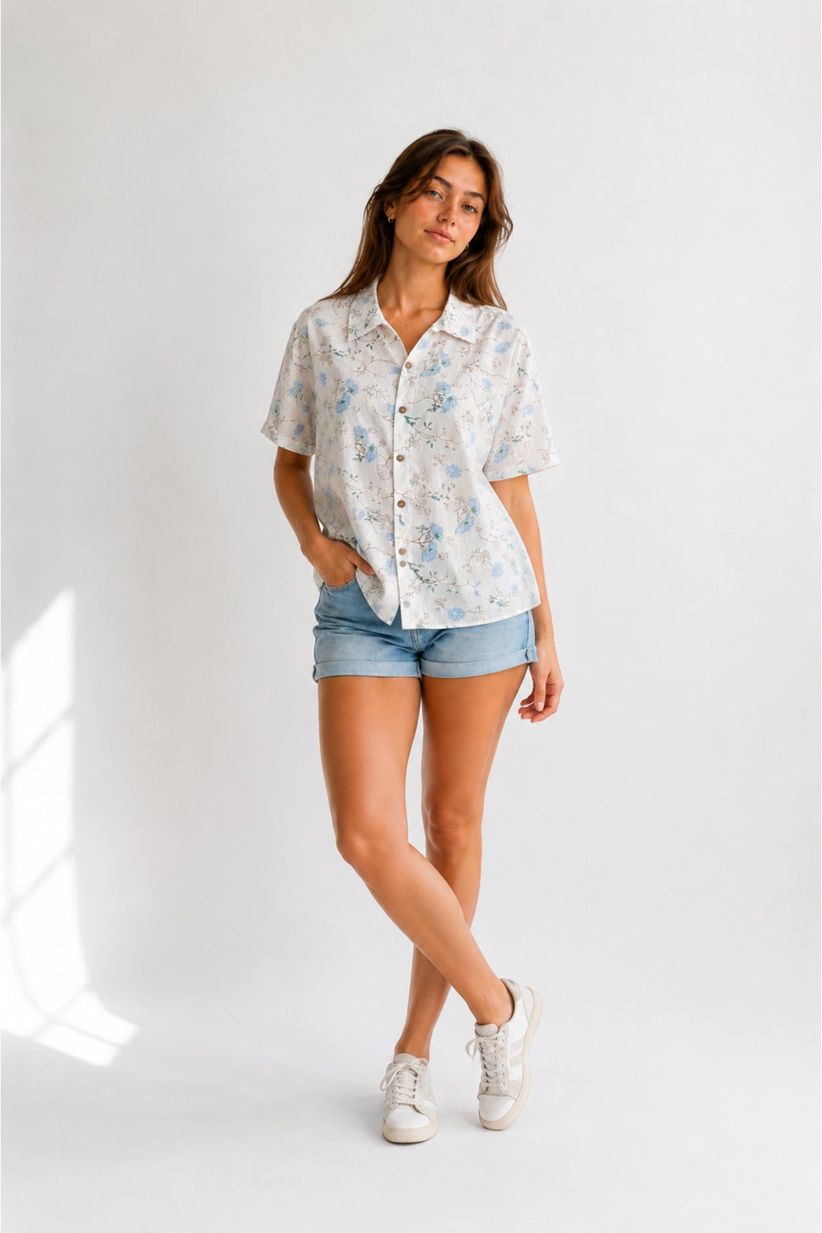 Alice Women's Floral Short Sleeve Shirt - Blue Ditsy Floral