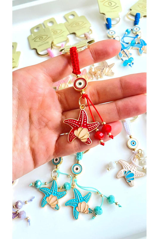 Ivy Gold-Plated Evil Eye Keychain - Red Starfish
