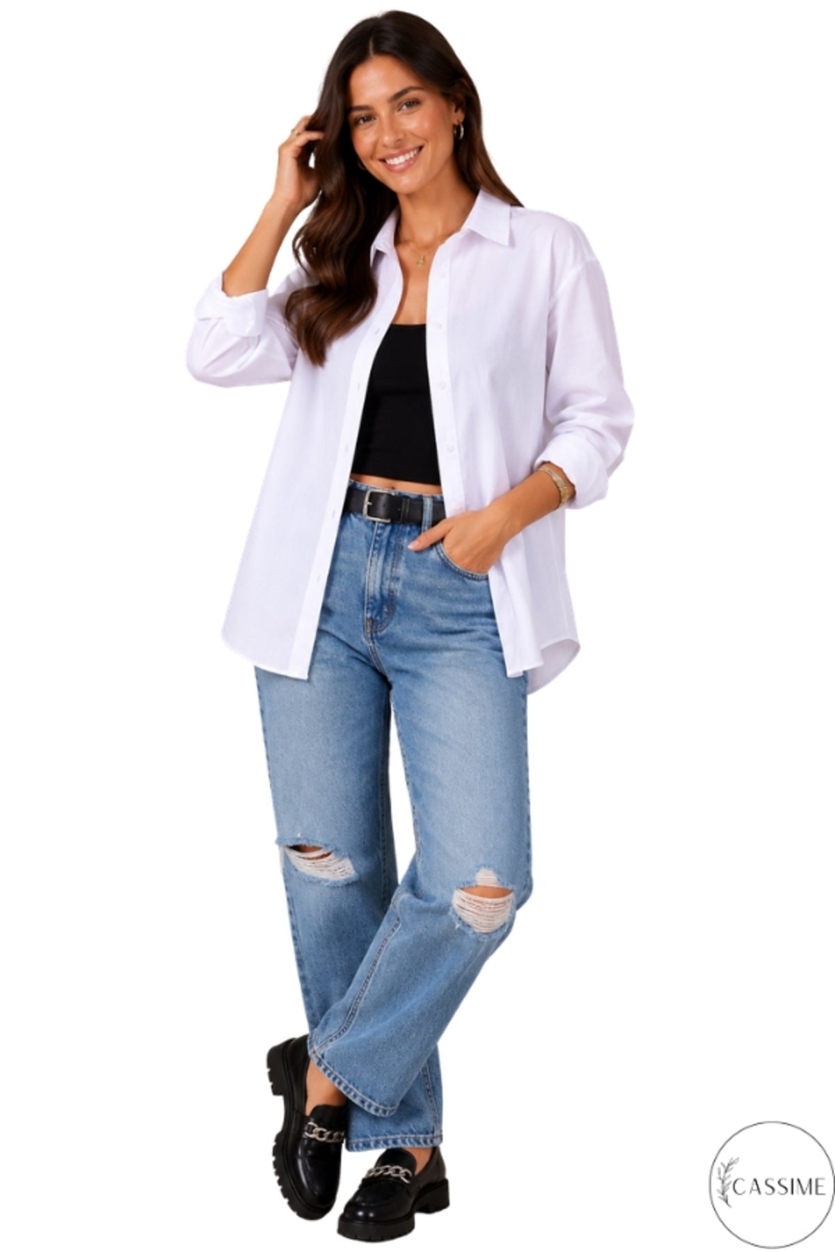 Melissa Women's Oversized Longline Shirt - White