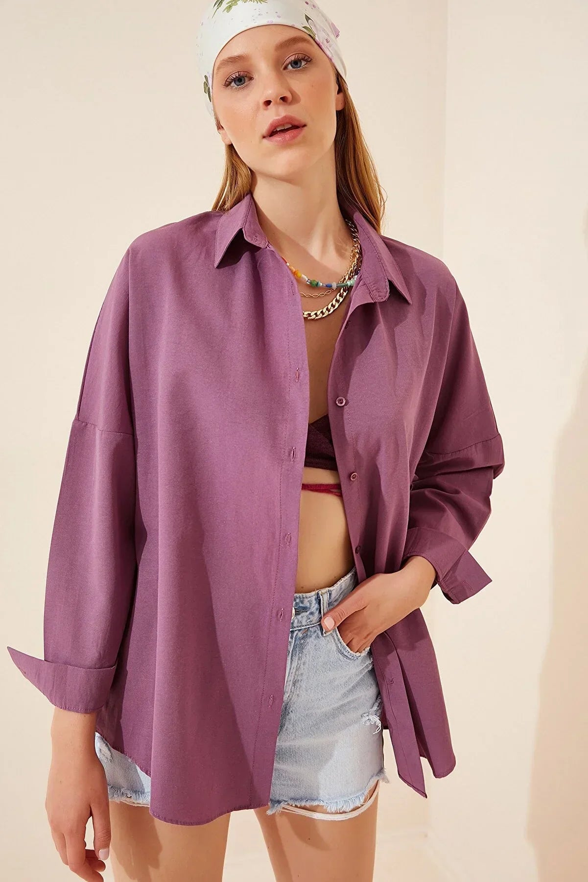 Loose Fit Black Button Down Shirt