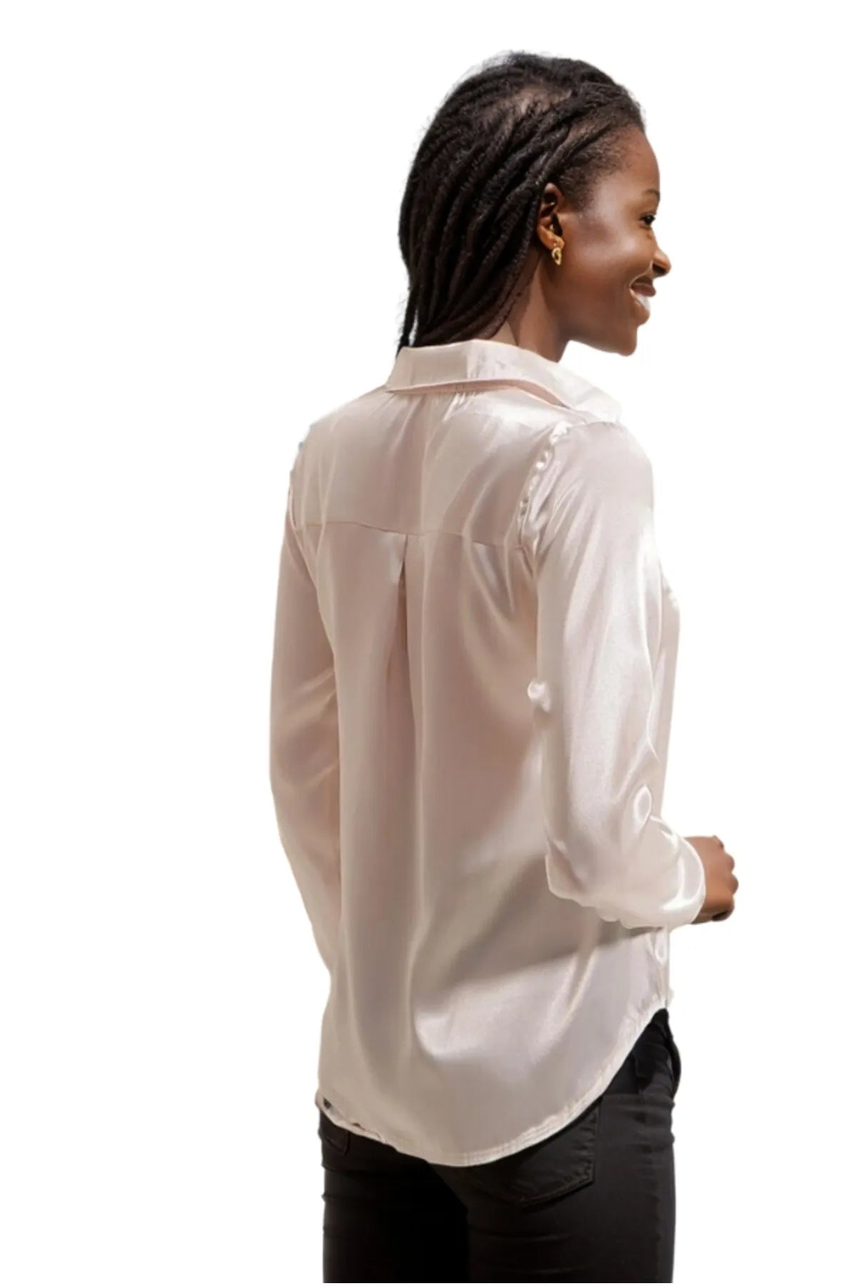 Belinda Cream Satin Button-Down Shirt