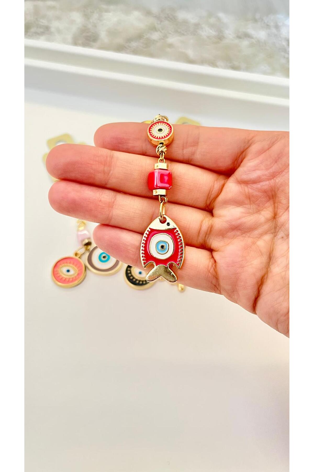 Hannah Gold-Plated Bodrum Bead Keychain - Red Fish