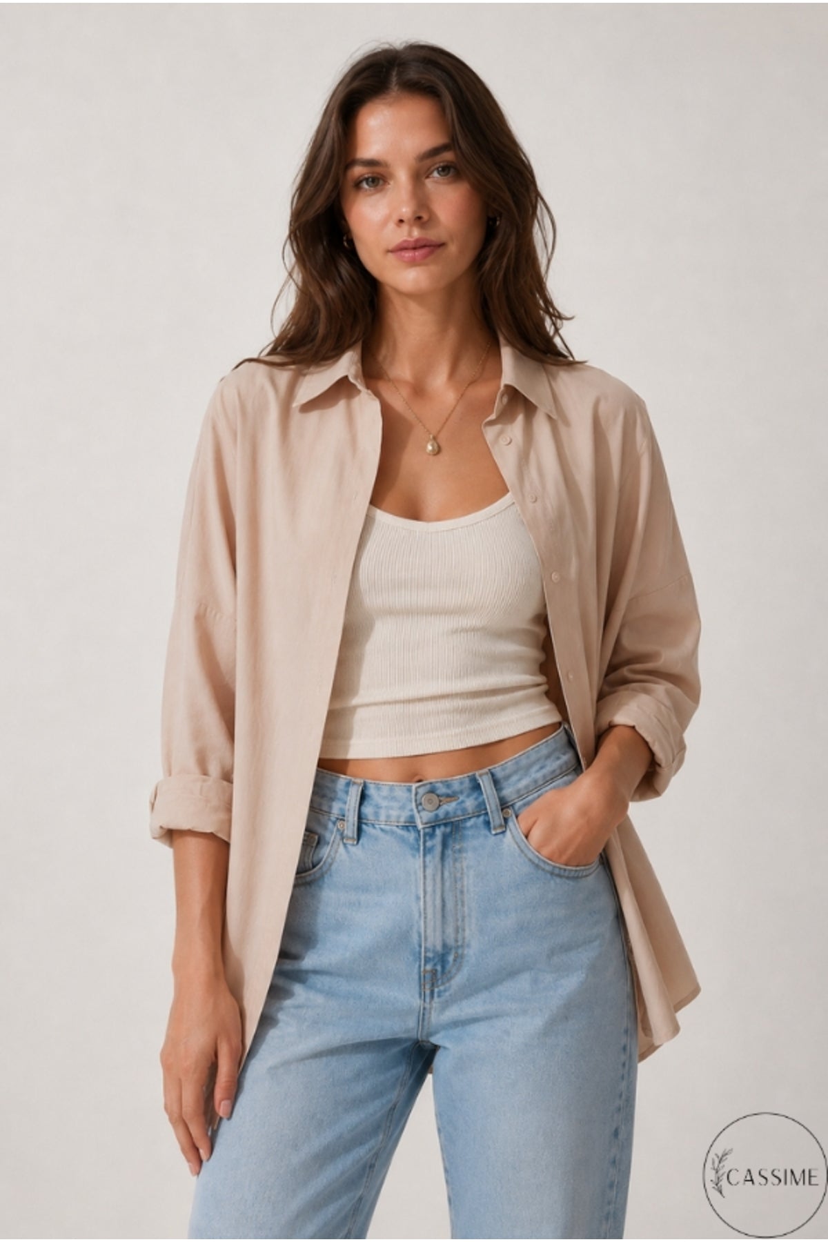 Melissa Women's Oversized Longline Shirt - Cream