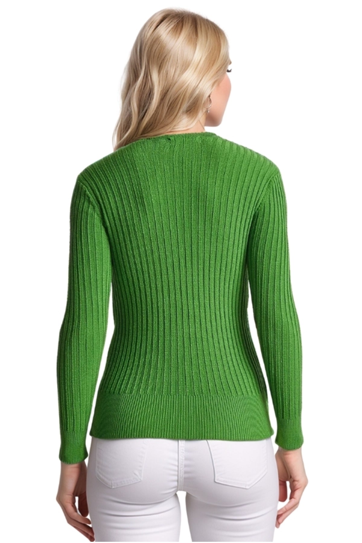 June Women's Slim Fit Long Sleeve Blouse - Green