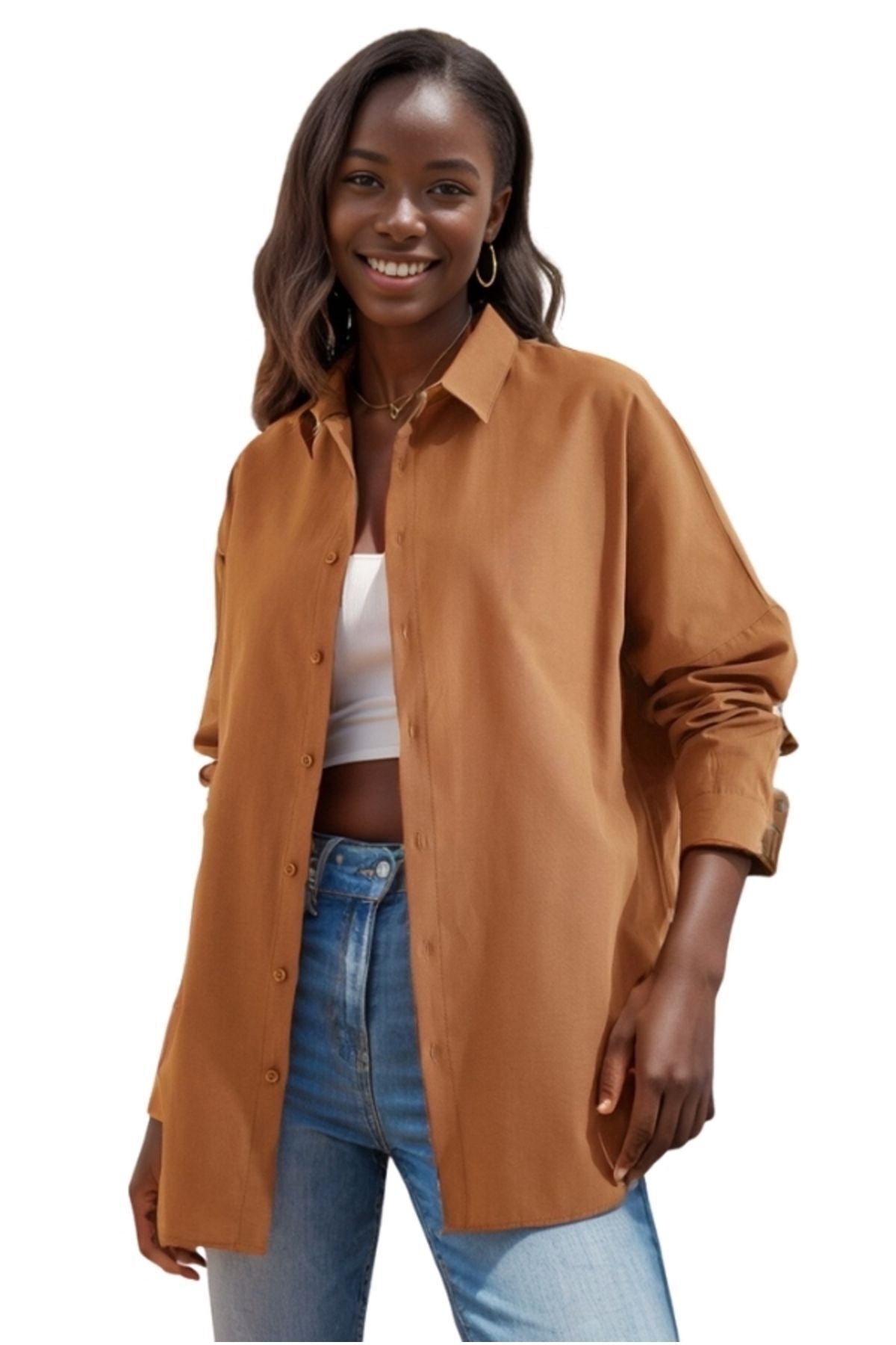 Melissa Women's Oversized Longline Shirt - Biscuit