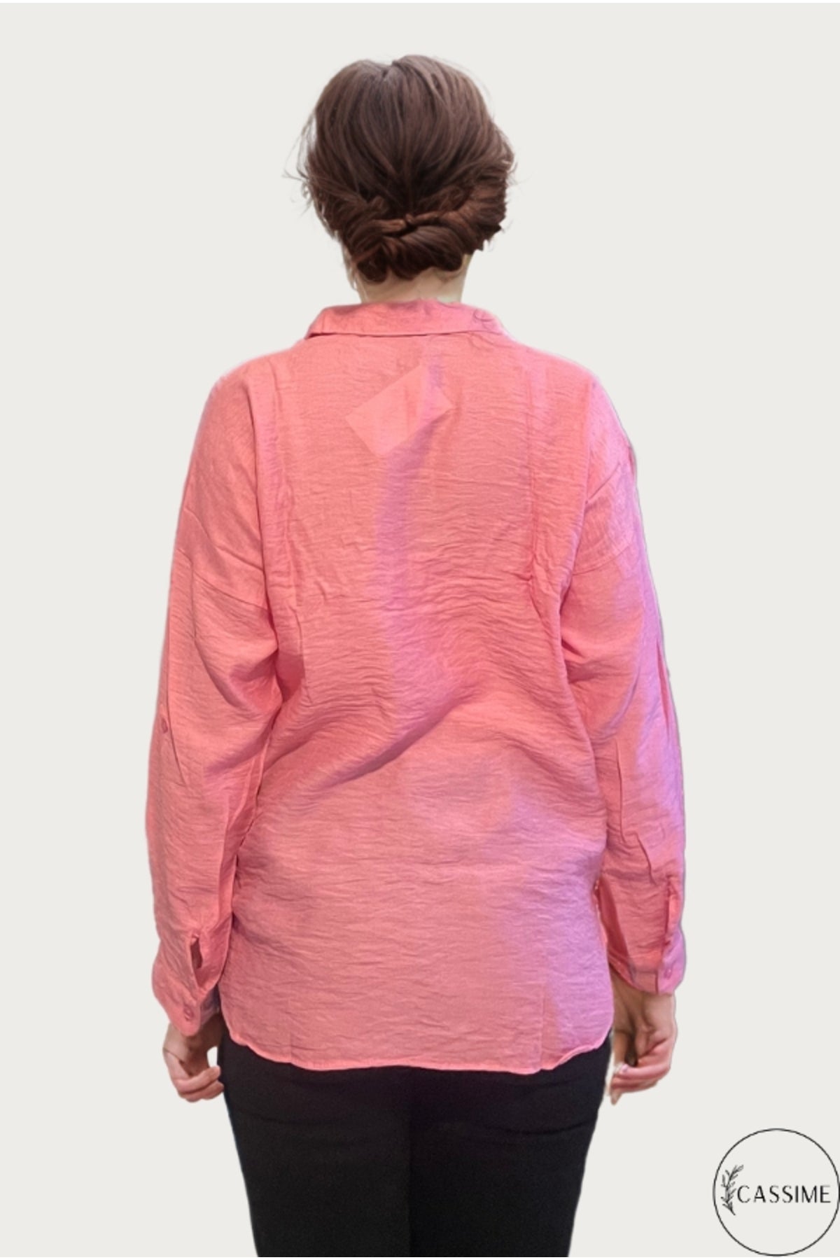 Claire Women's Floral Embellished Button-Up Shirt - Candy Pink Floral Embroidery