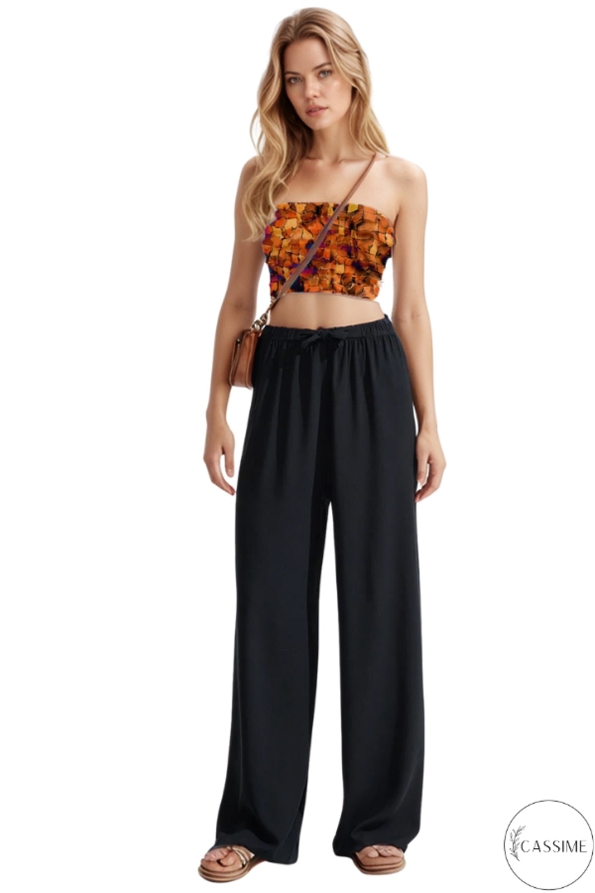 Bethany Women's High Waist Palazzo Pants - Black