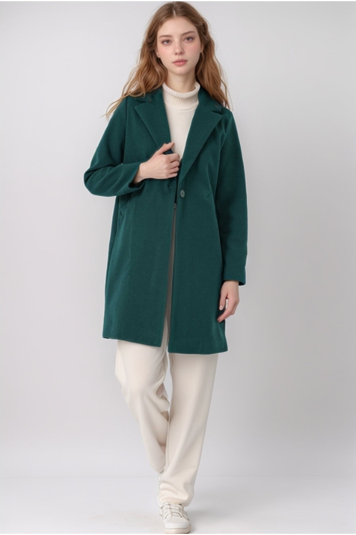 Felicity Women's Felted Fabric Coat - Emerald