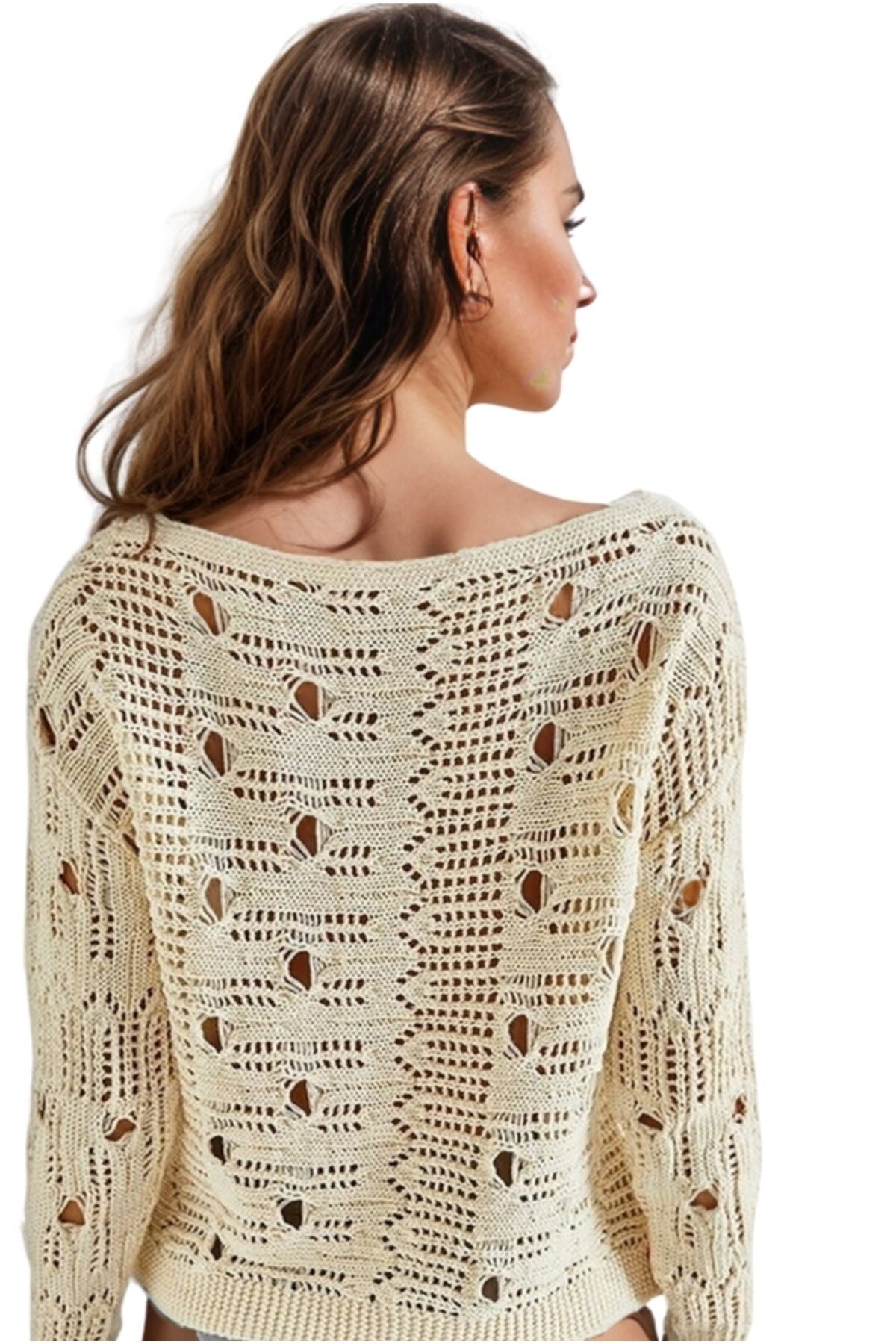 Annabelle Women's Openwork Knit Sweater - Beige