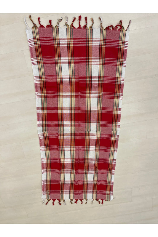 Mia Cotton Turkish Peshtemal Beach Towel - Red Plaid