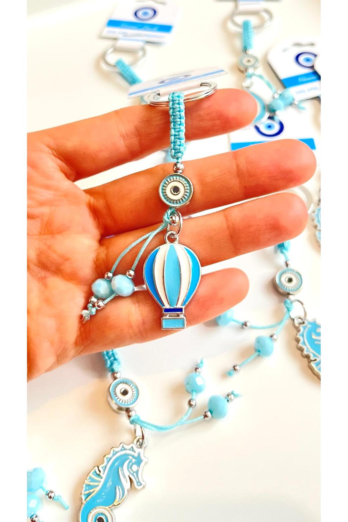 Abigail Silver-Plated Evil Eye Keychain - Blue Balloon Evil Eye