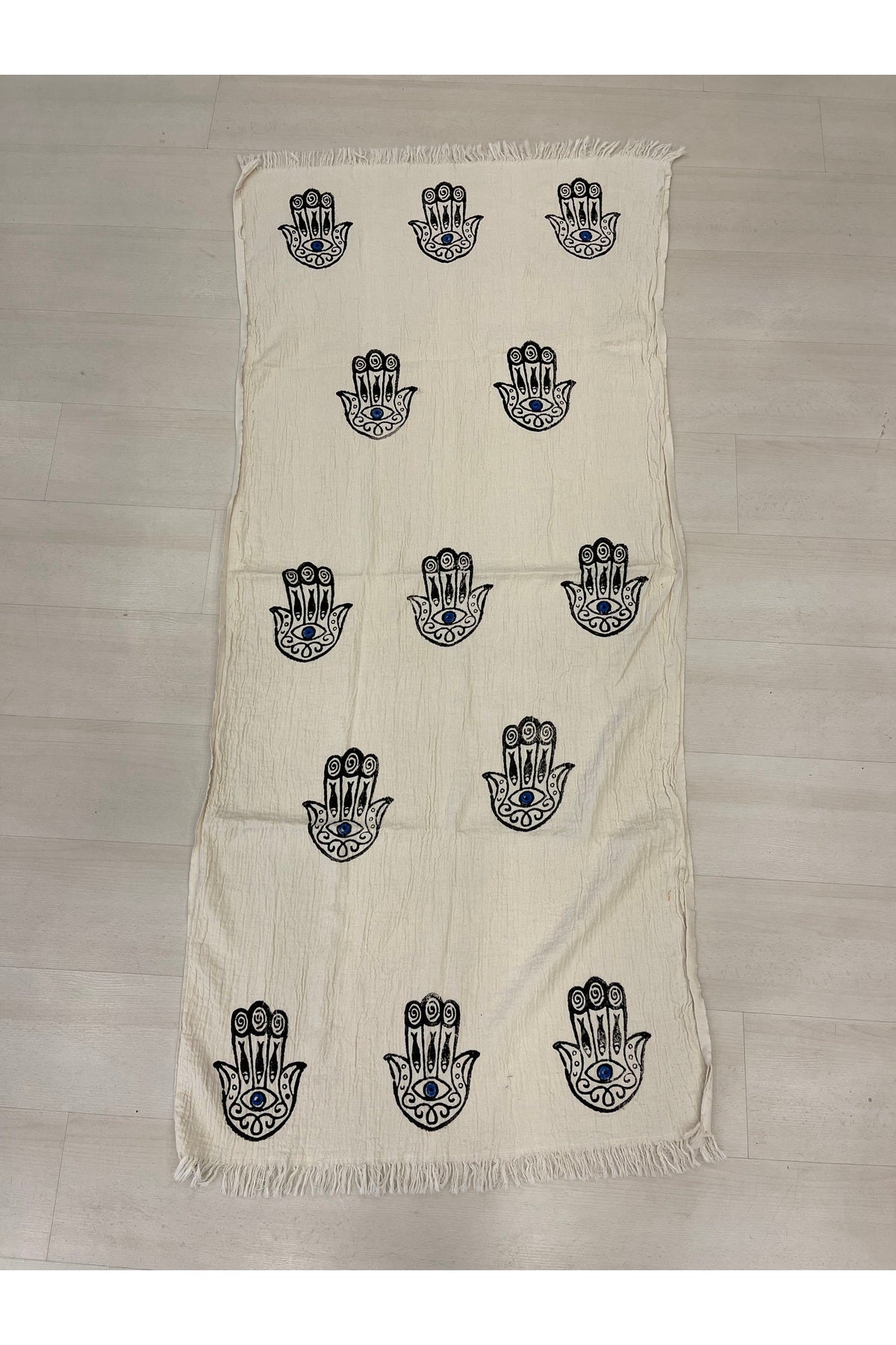 Mia Cotton Turkish Peshtemal Beach Towel - Hamsa