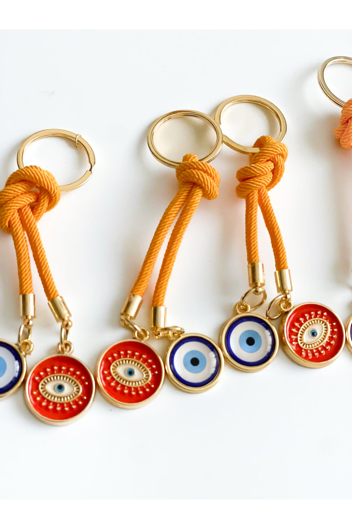 Rose Evil Eye Cord Keychain - Orange Evil Eye