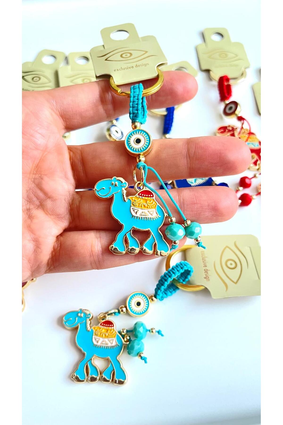 Bella Gold-Plated Animal Charm Keychain - Turquoise Camel Design