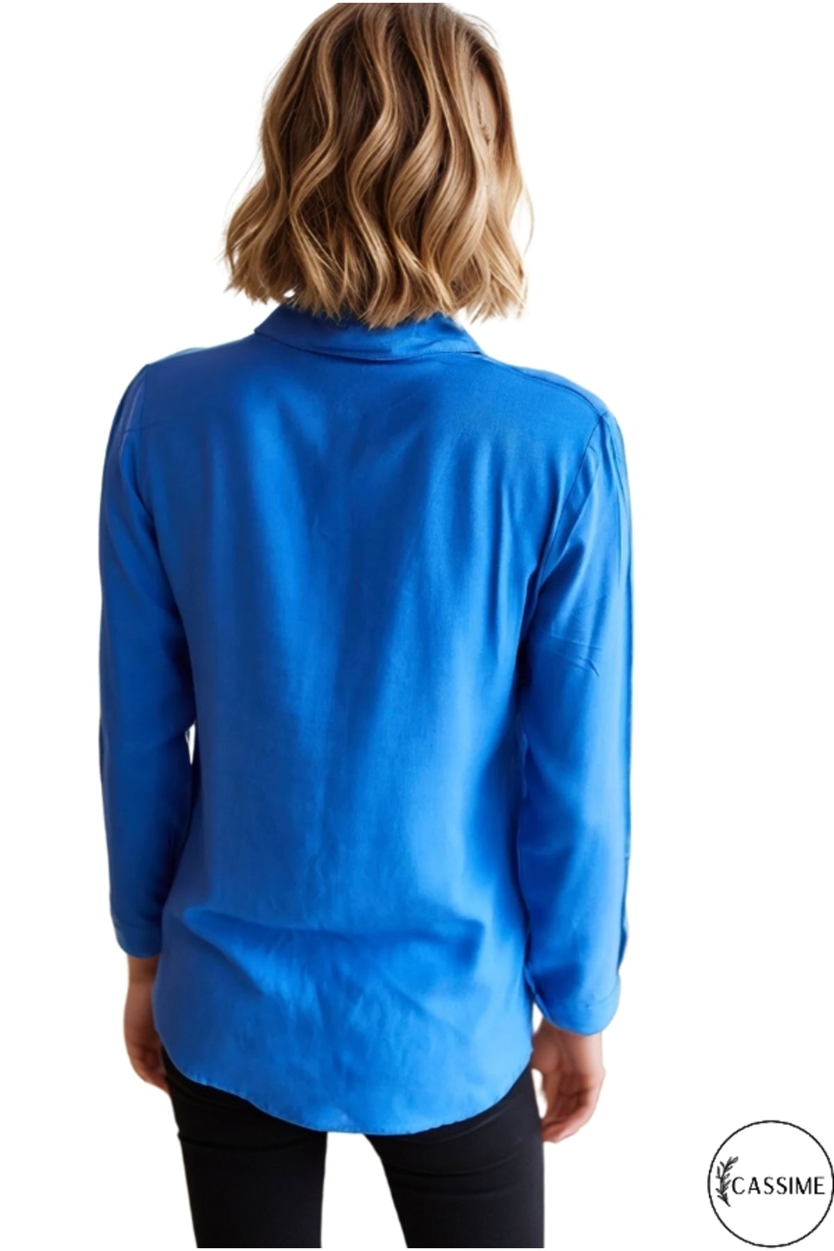 Diana Women's Viscose Classic Button-Up Shirt - Royal Blue
