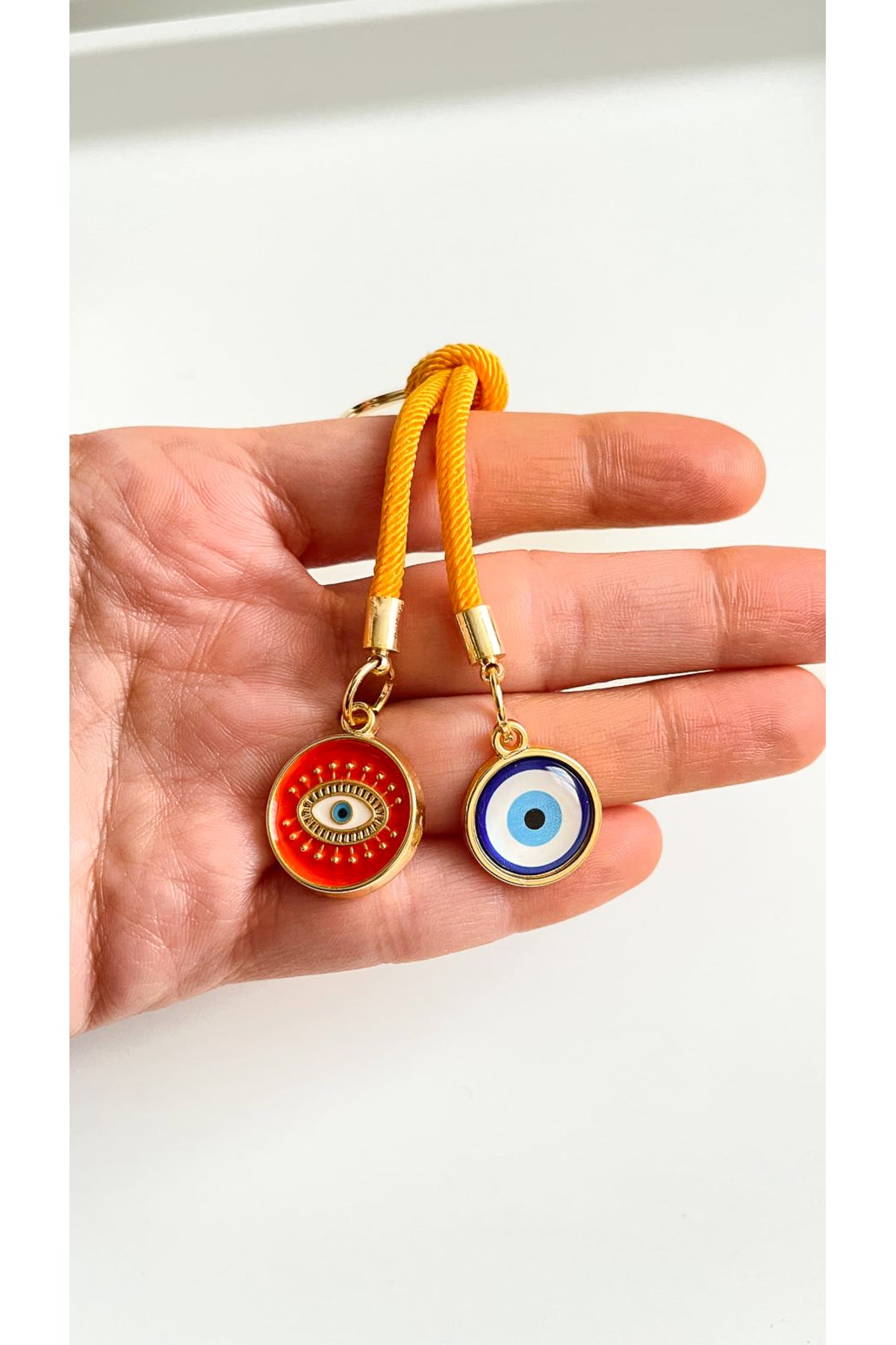 Rose Evil Eye Cord Keychain - Orange Evil Eye