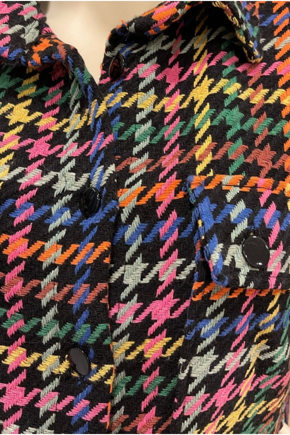 Imogen Women's Multicolor Houndstooth Shacket - Multicolor