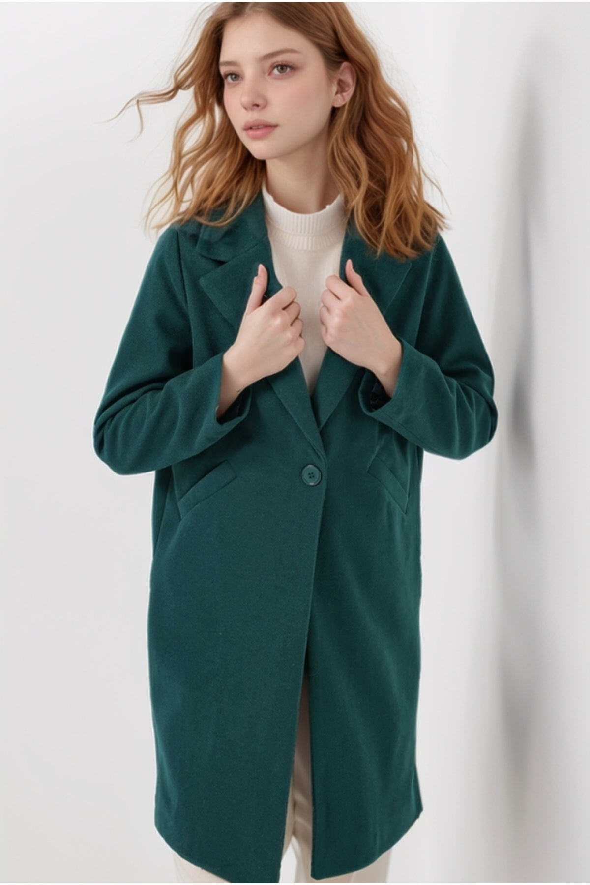 Felicity Women's Felted Fabric Coat - Emerald