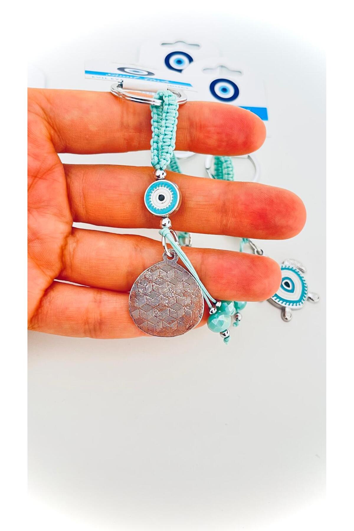 Abigail Silver-Plated Evil Eye Keychain - Turquoise Teardrop Evil Eye