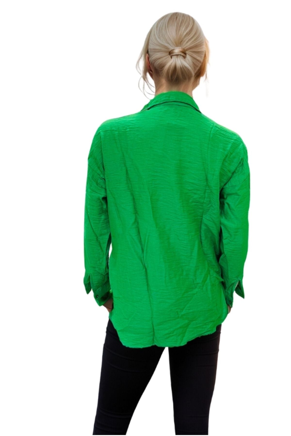 Claire Women's Floral Embellished Button-Up Shirt - Green Floral Embroidery