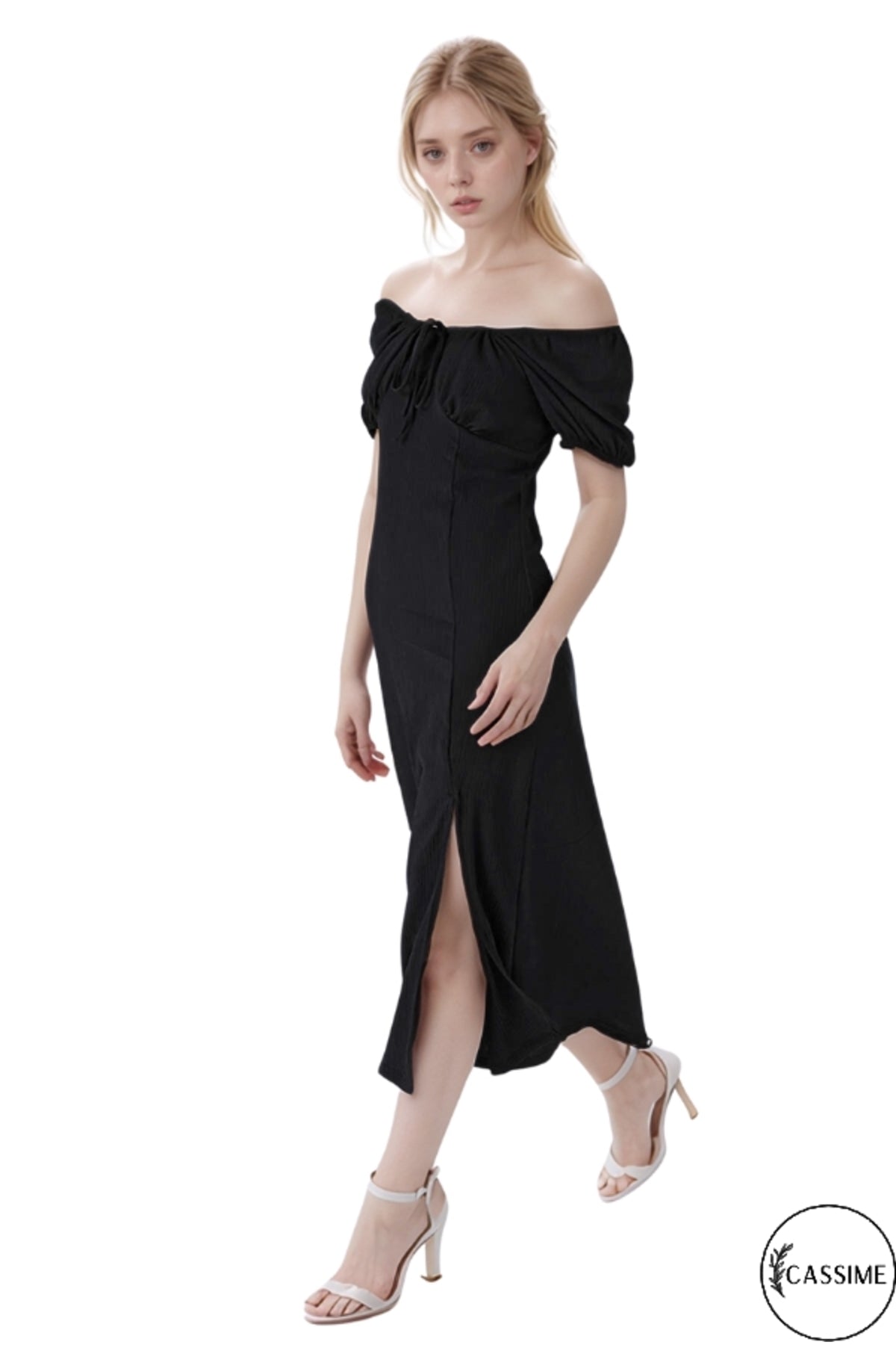Jade Women's Summer Dress with Slit - Black
