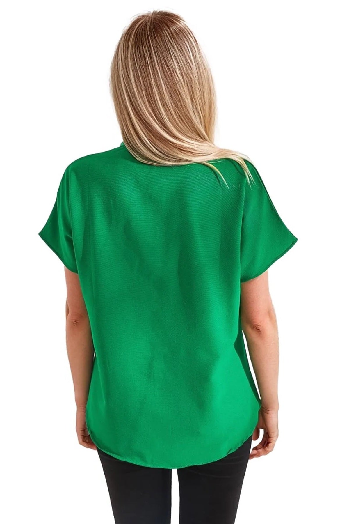 Jocelyn Women's Oversized Short Sleeve Batwing Shirt - Grass Green