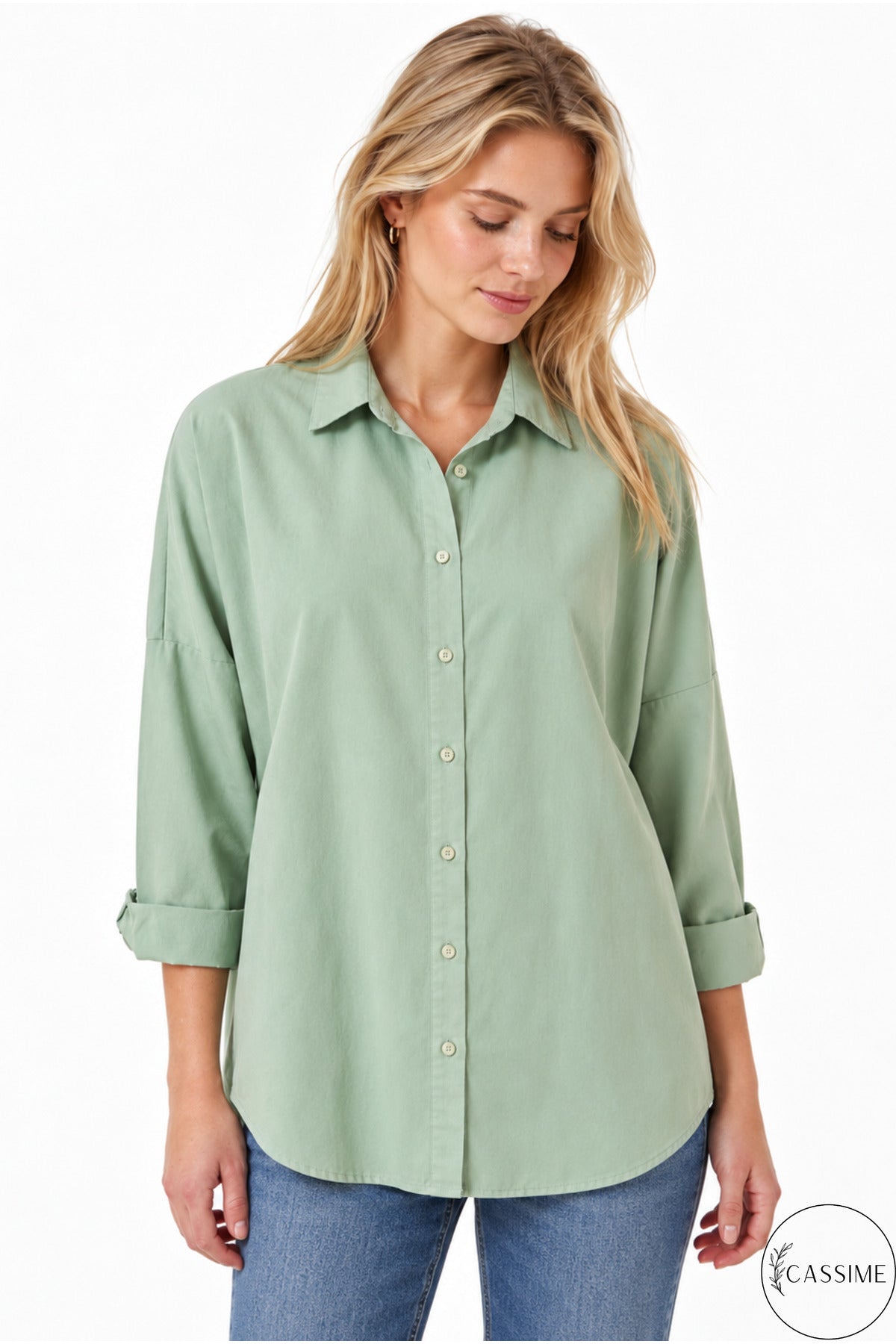 Melissa Women's Oversized Longline Shirt - Light Green