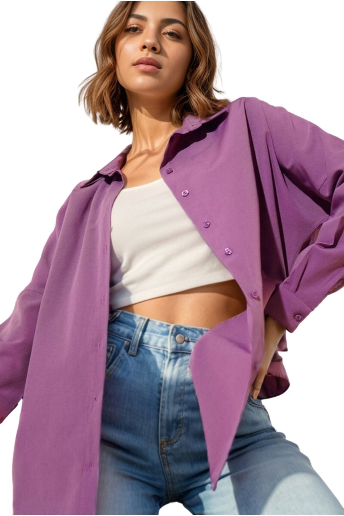 Melissa Women's Oversized Longline Shirt - Light Purple