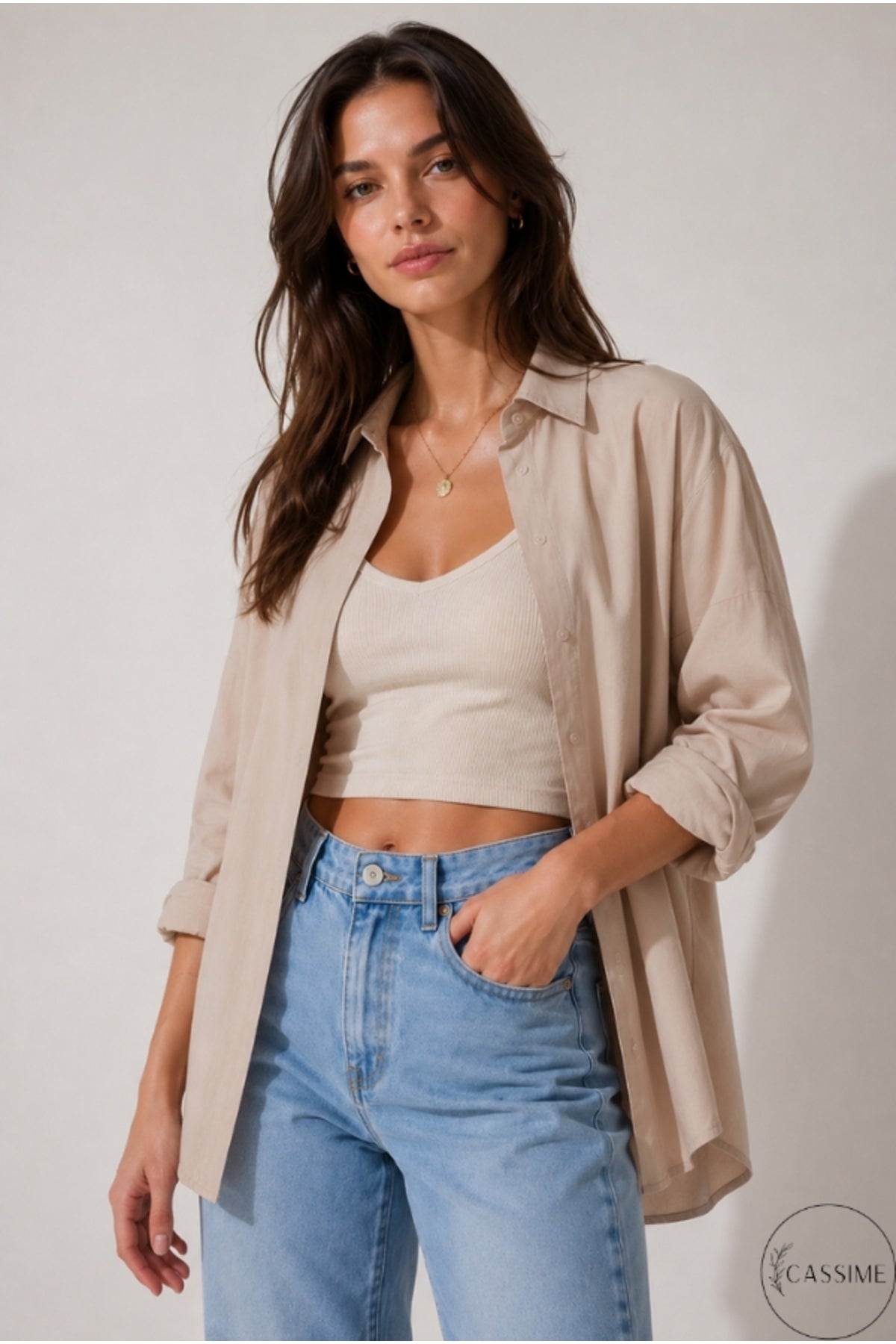 Melissa Women's Oversized Longline Shirt - Cream