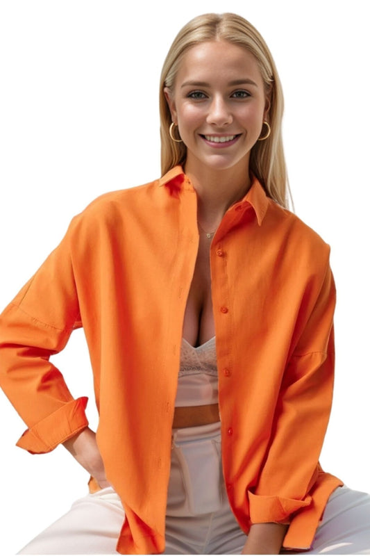 Melissa Women's Oversized Longline Shirt - Orange