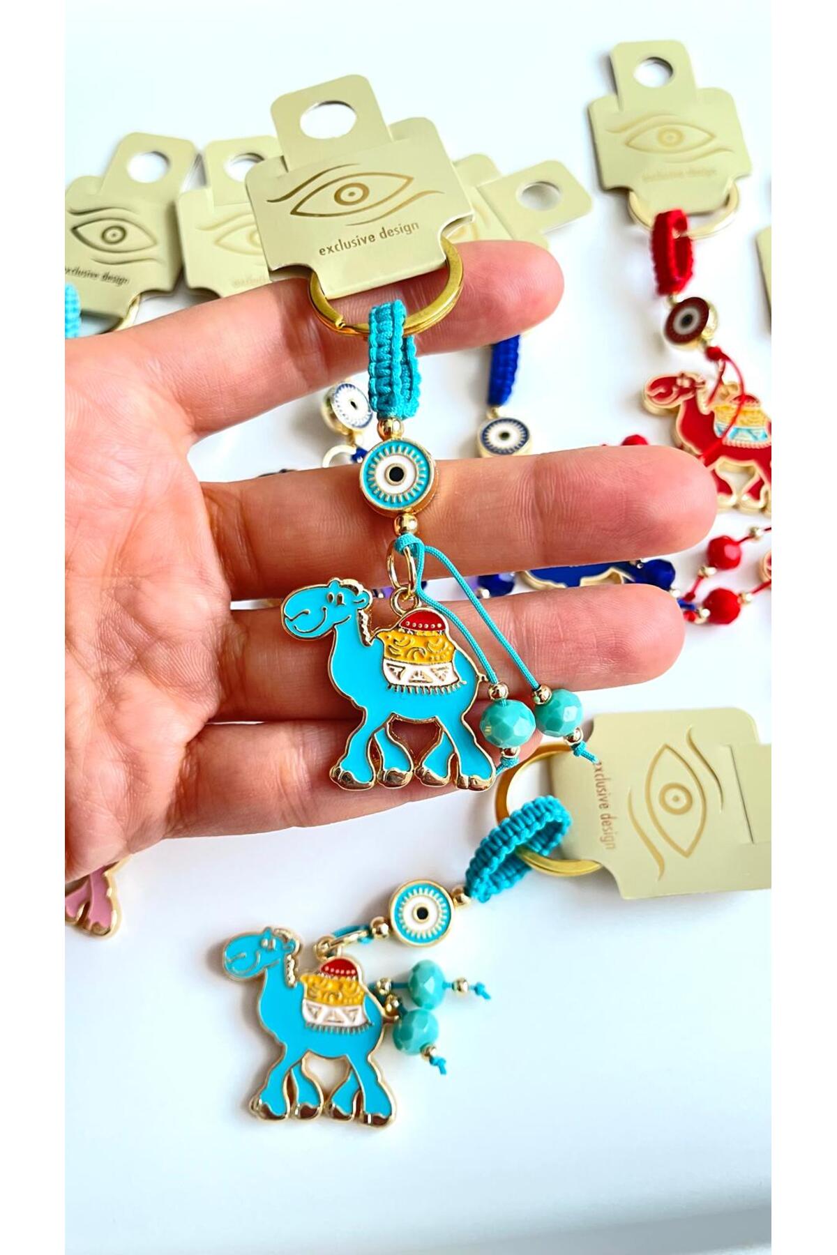 Bella Gold-Plated Animal Charm Keychain - Turquoise Camel Design