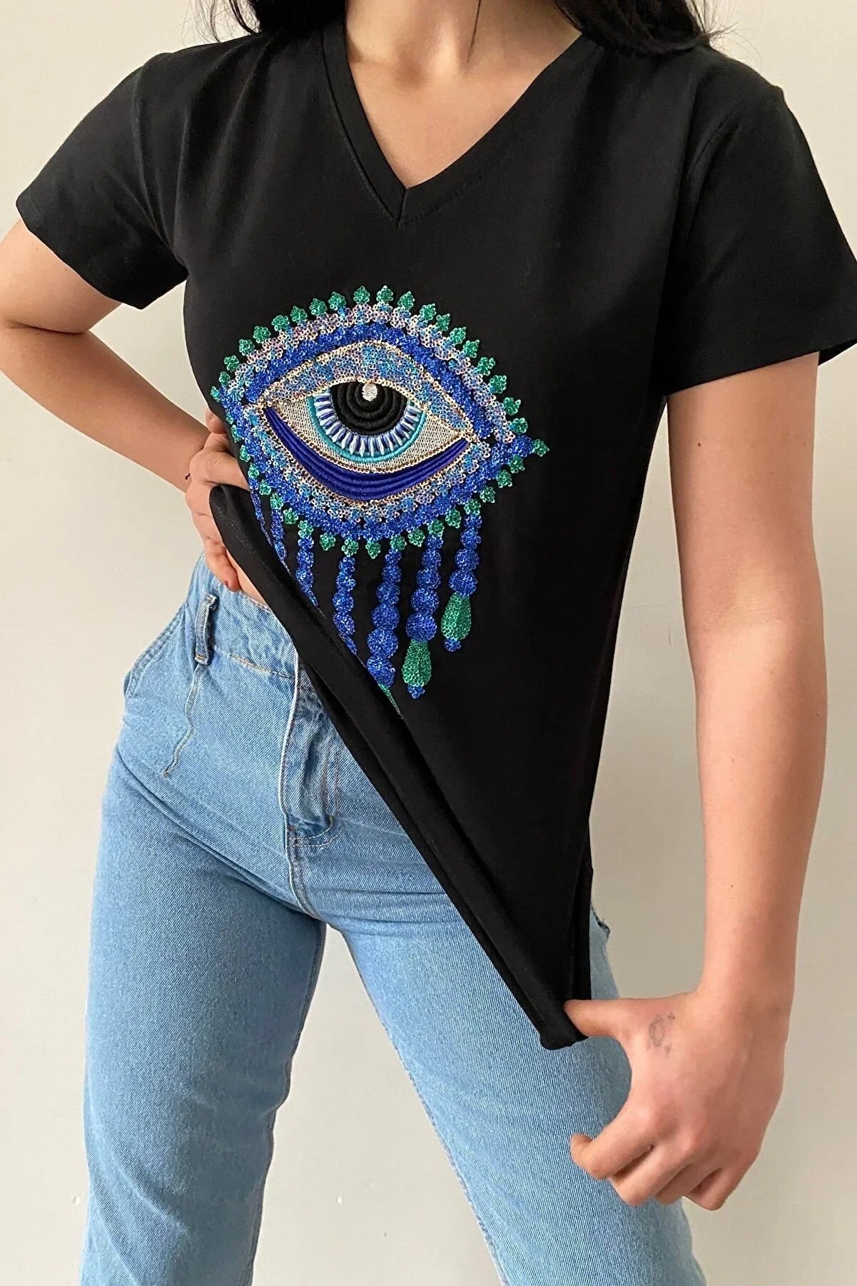 Tilda Black Evil Eye Cotton T-Shirt