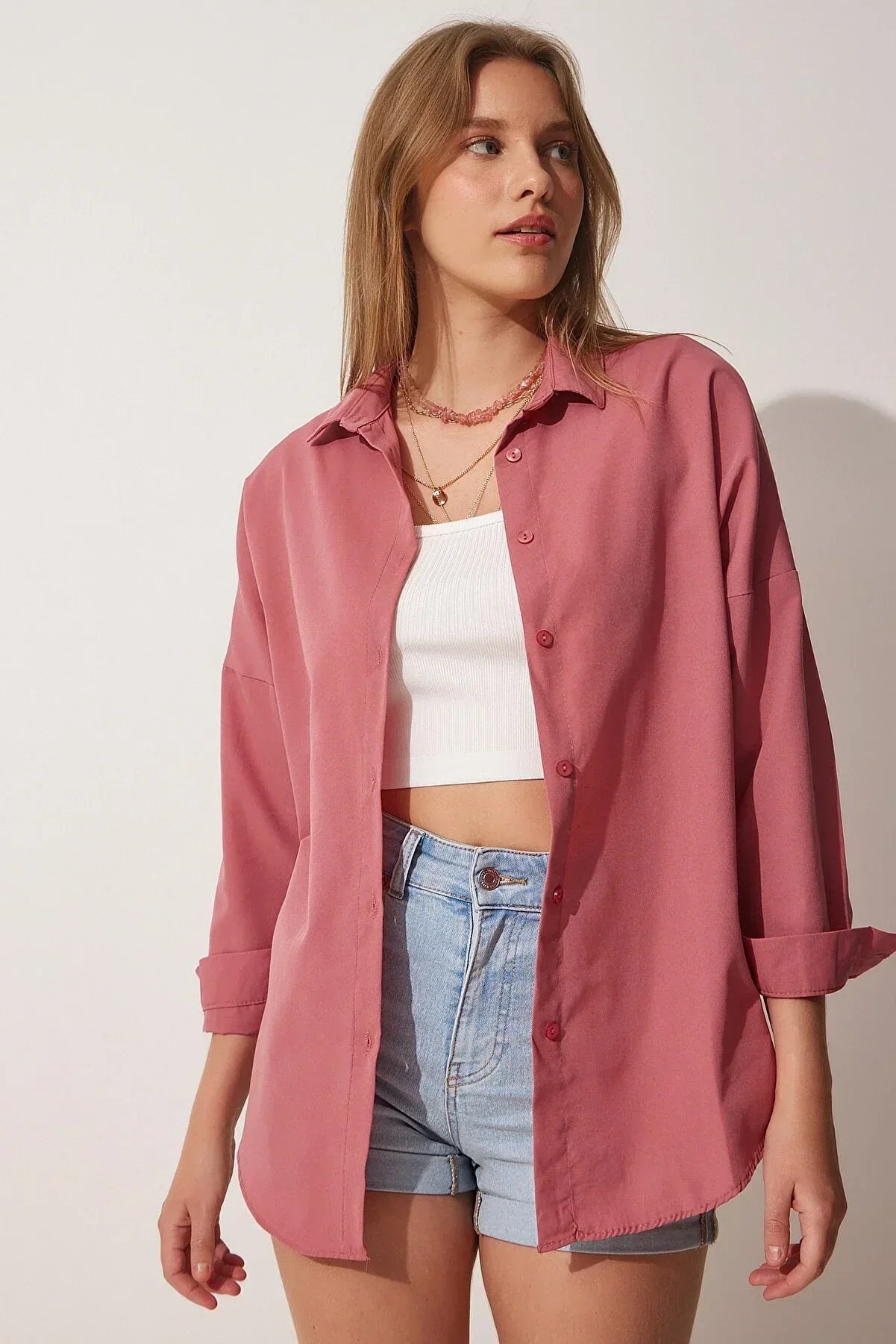Loose Fit Black Button Down Shirt
