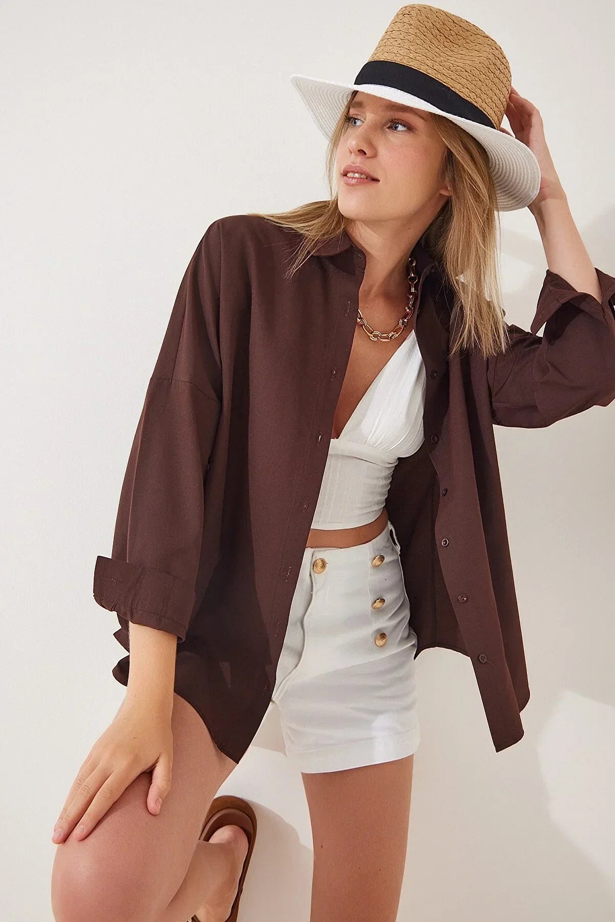 Loose Fit Black Button Down Shirt