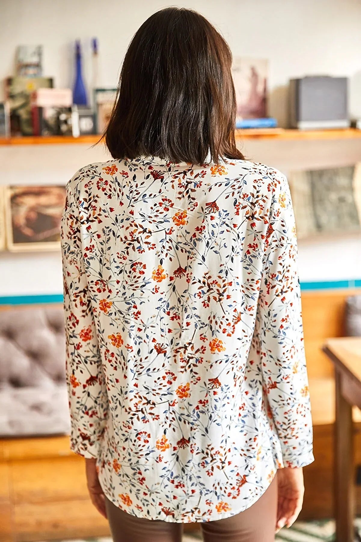 Sophia Orange Floral Button Down Shirt