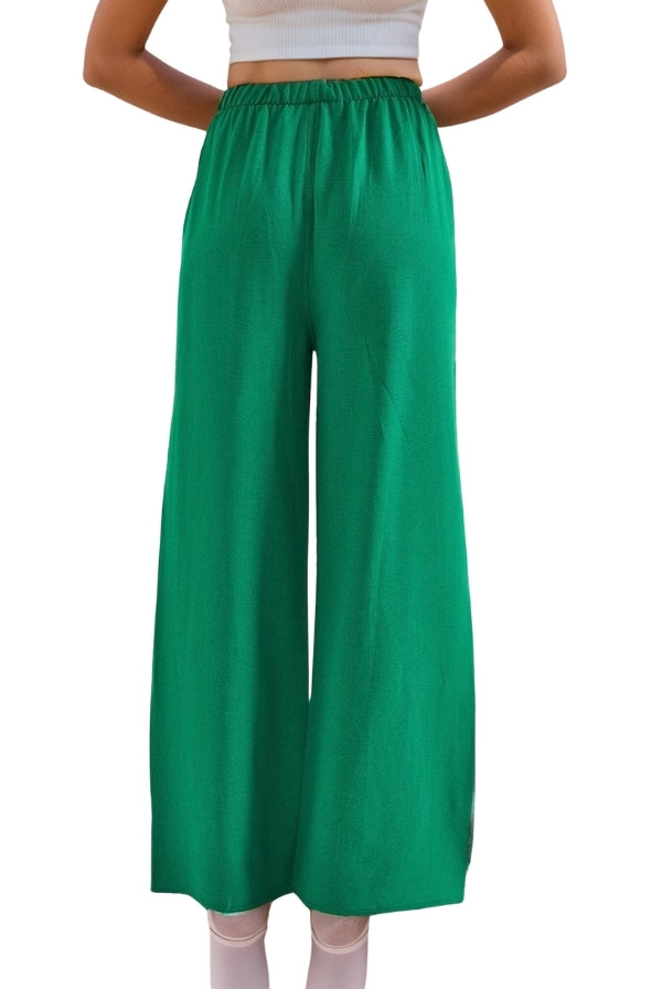 Clara Turquoise Wide Leg Linen Pants