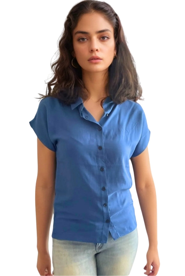 Parliament Blue Short Sleeve Button Down Shirt