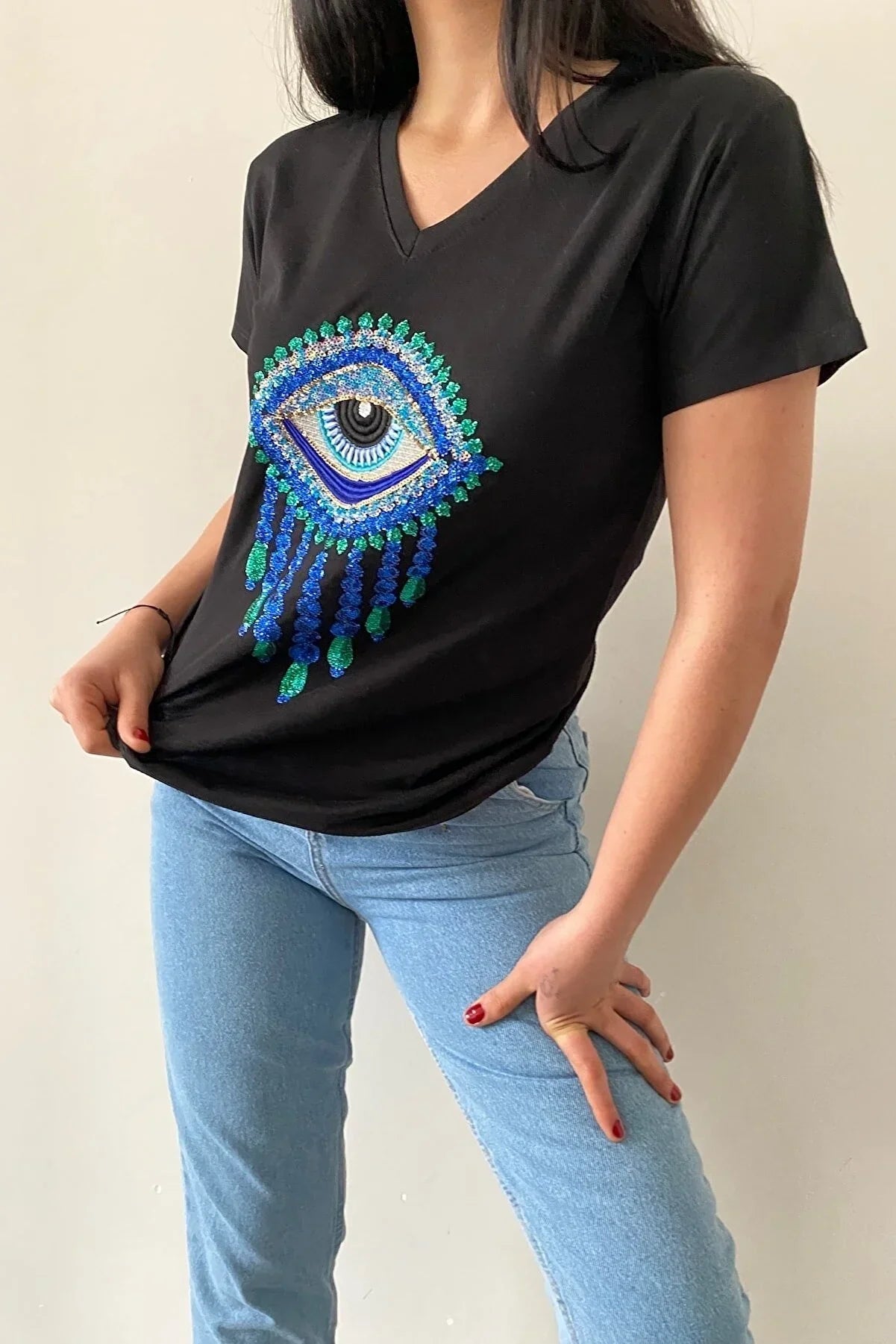 Tilda Black Evil Eye Cotton T-Shirt