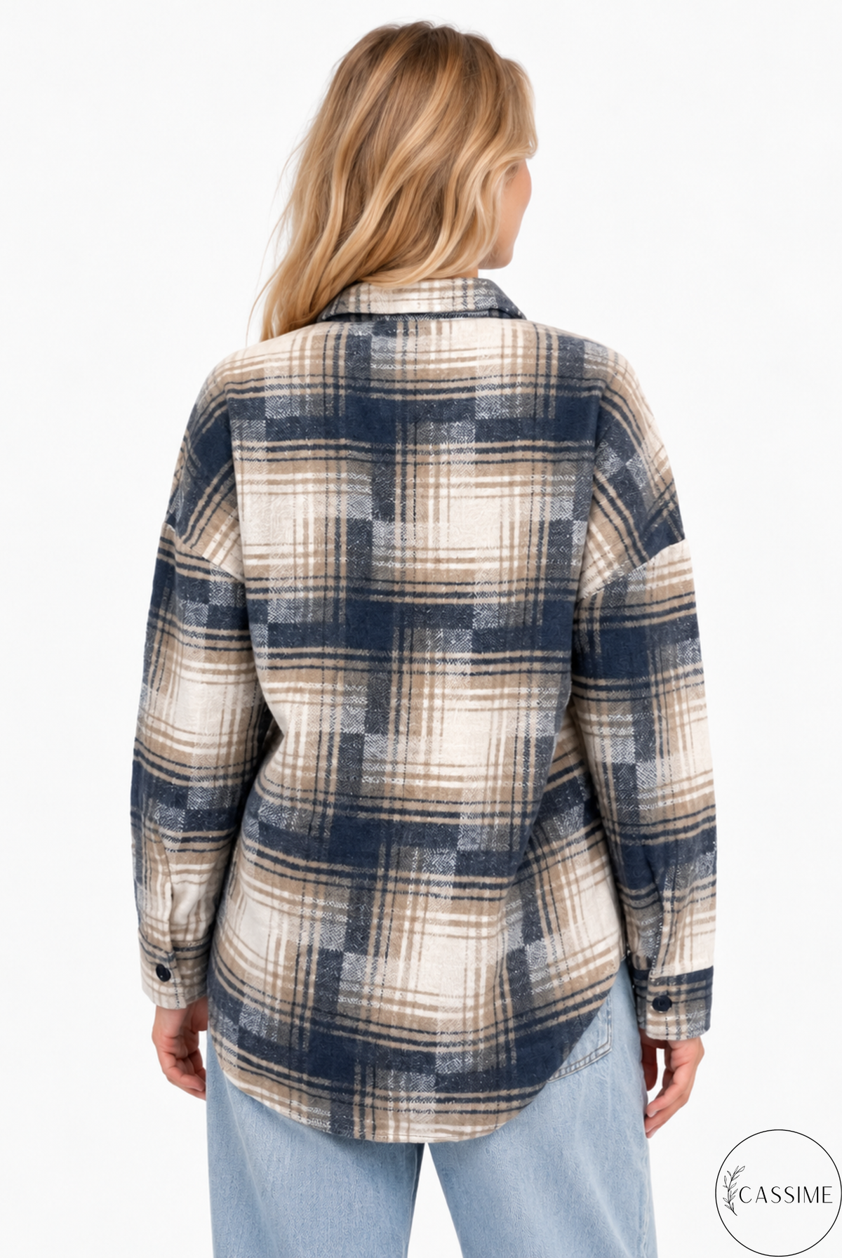Tony Dark Blue Brown Cotton Plaid Shacket
