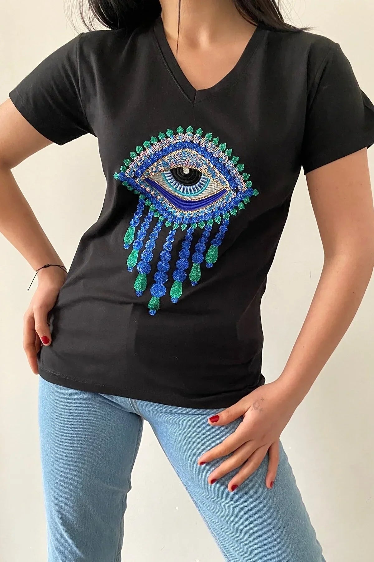 Tilda Black Evil Eye Cotton T-Shirt