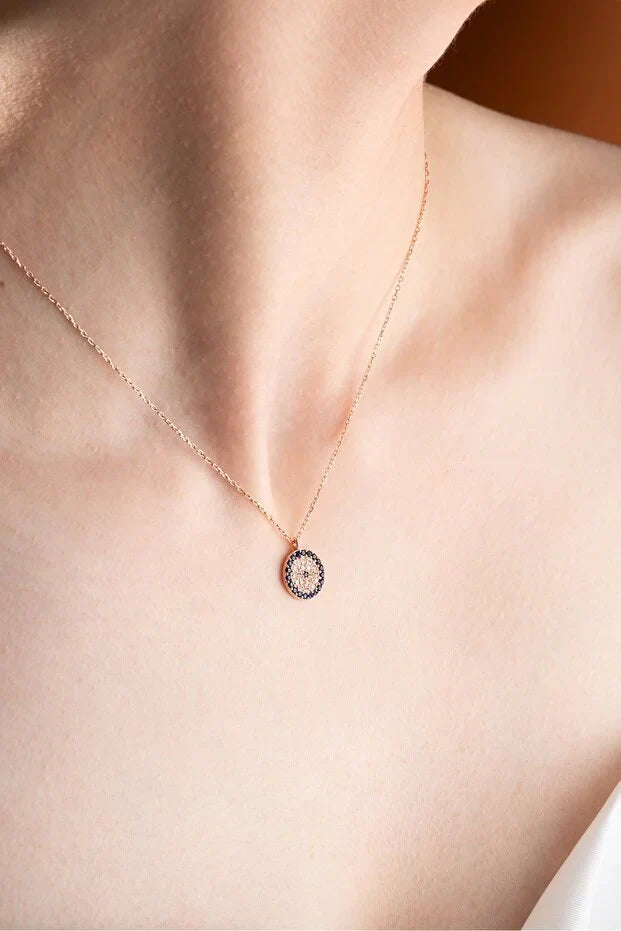 Sterling Silver Evil Eye Drop Necklace