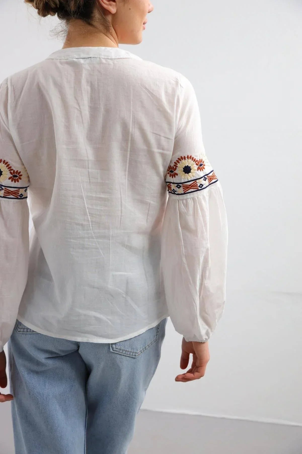 Ethnic Rustic Embroidered Cotton Blouse