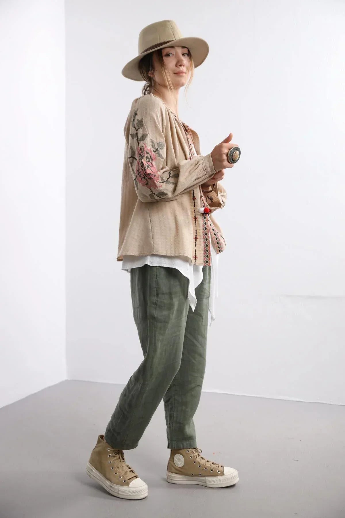 Rose Embroidered Vyshyvanka Light Jacket