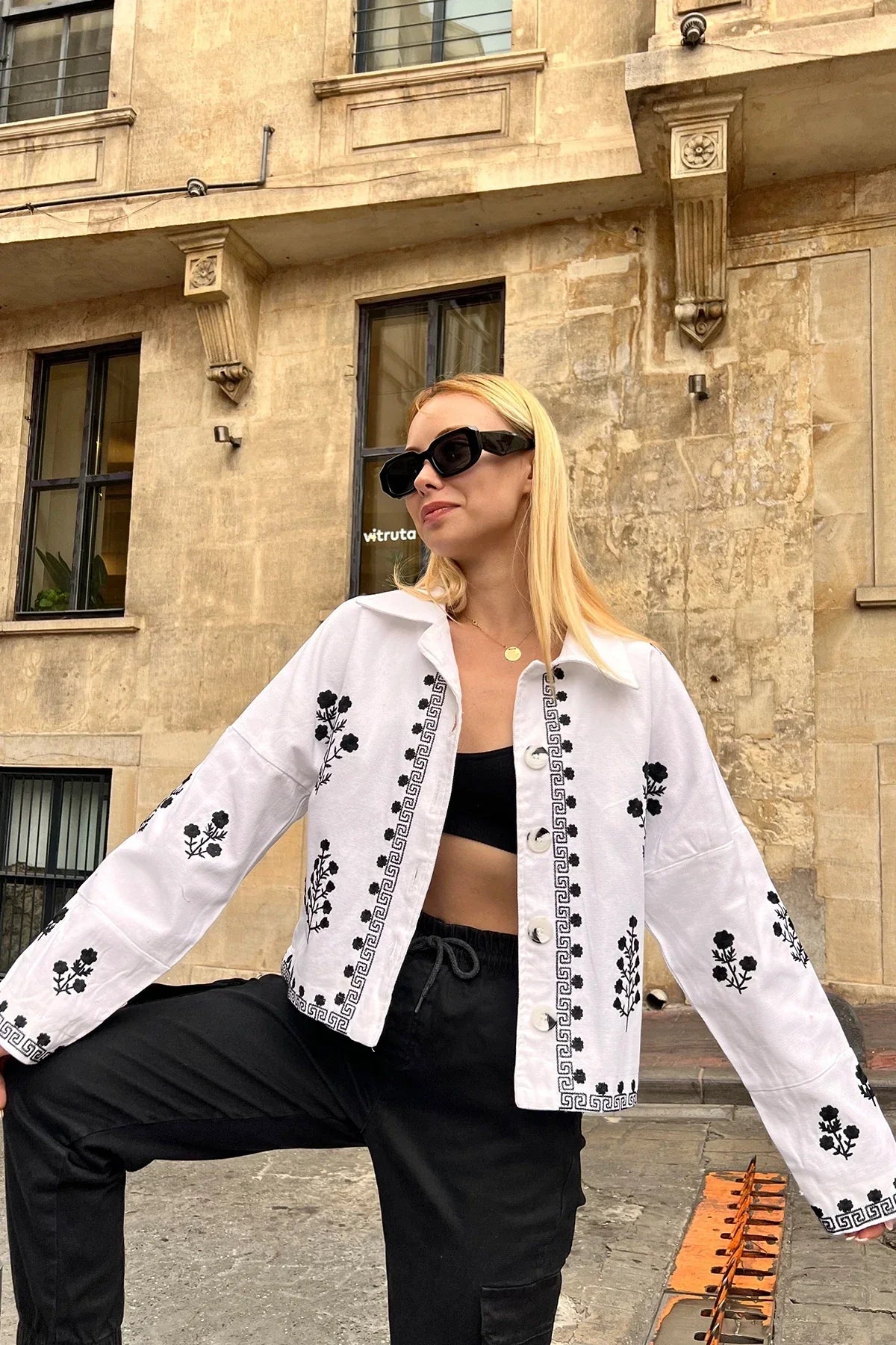 Isla White Embroidered Cotton Jacket