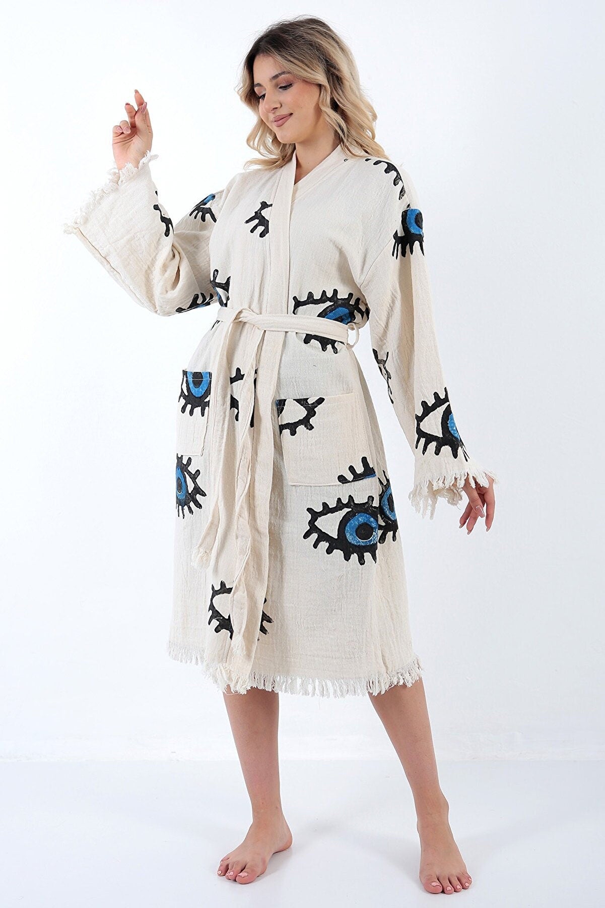 Organic Turkish Cotton Evil Eye Robe
