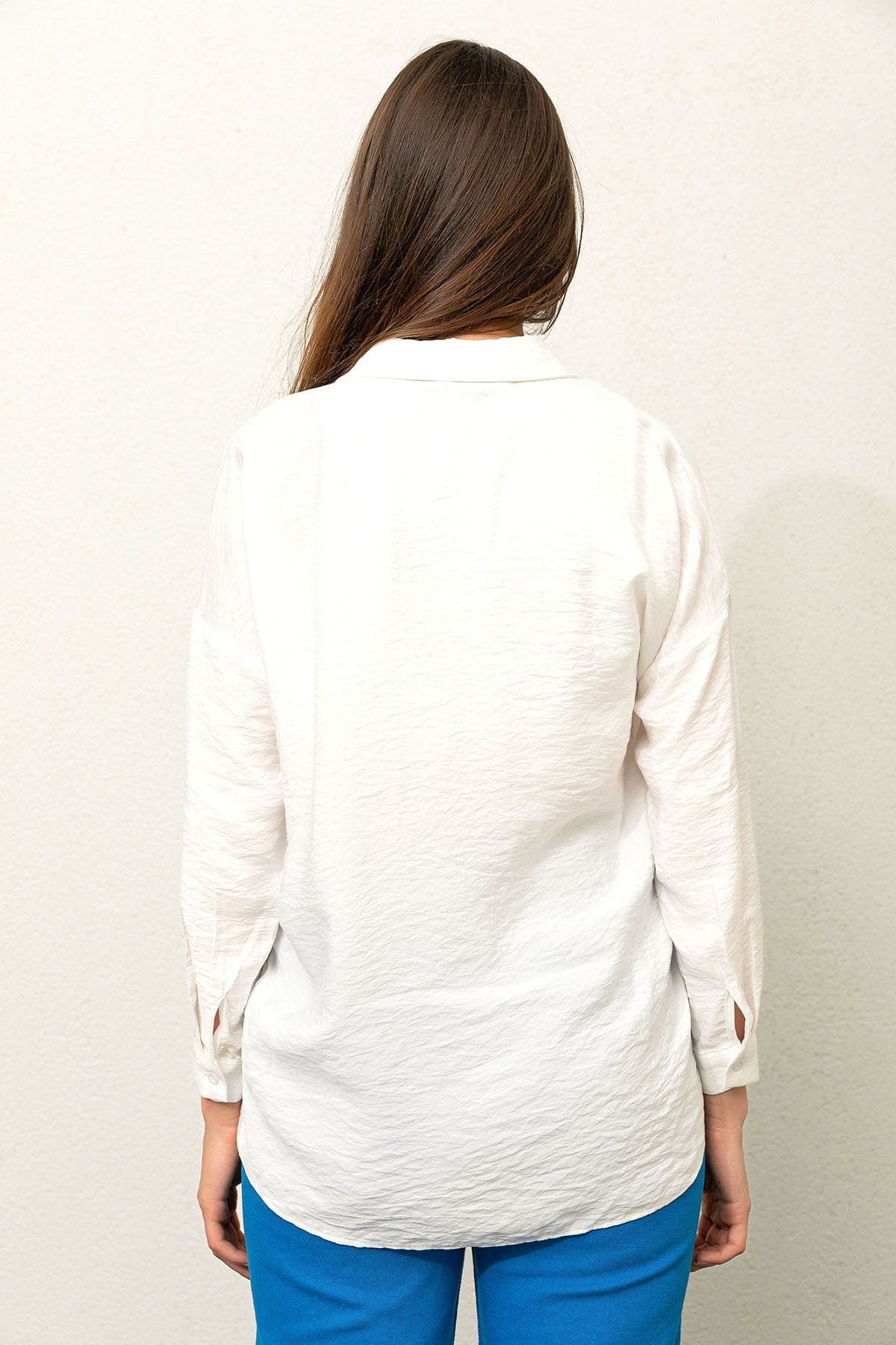 Cream Elephant Embroidered Linen Blouse