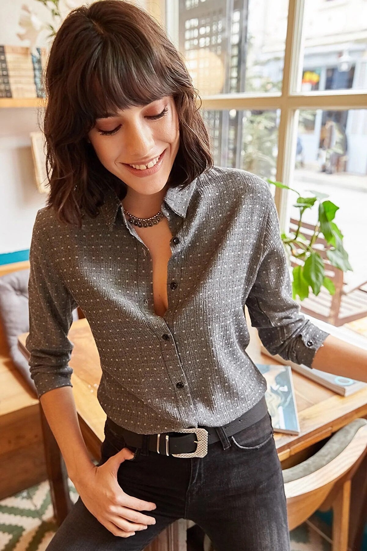 Eleanor Gray Designer Long Sleeved Blouse