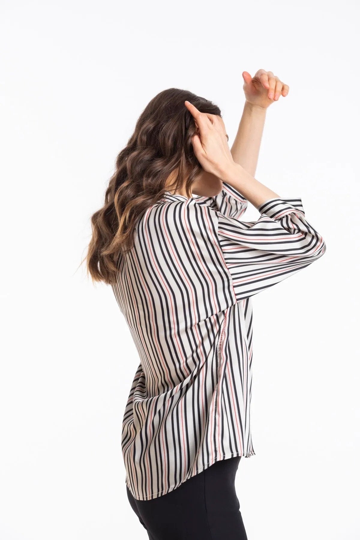 Striped Satin Button-Down Shirt
