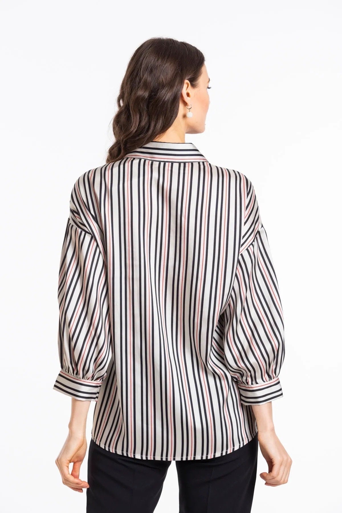 Striped Satin Button-Down Shirt