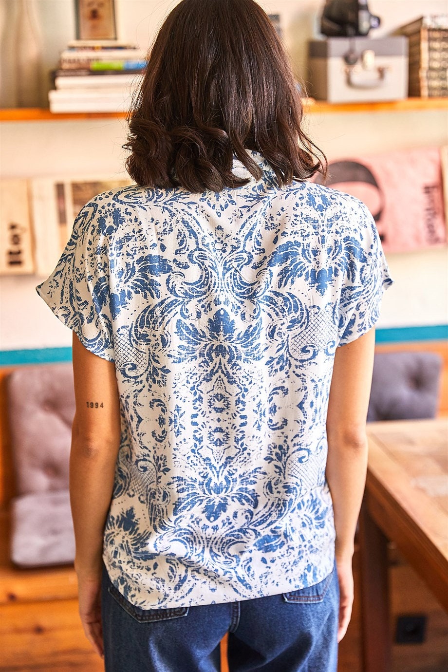 Beverly Blue Floral Short Sleeve Button-Down Shirt